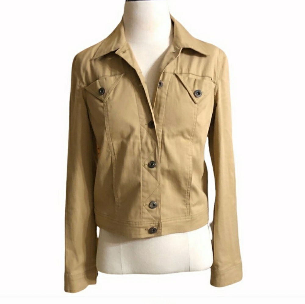MOSCHINO JEANS Tan Twill Cropped Jacket Sz 8